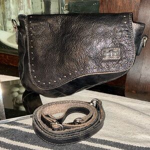 Bed Stu Priscilla Crossbody Belt Bag Clutch Black Rustic Retail $198